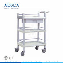 AG-UTA07 3-layer abs plastic utility medical cart with drawer for sale